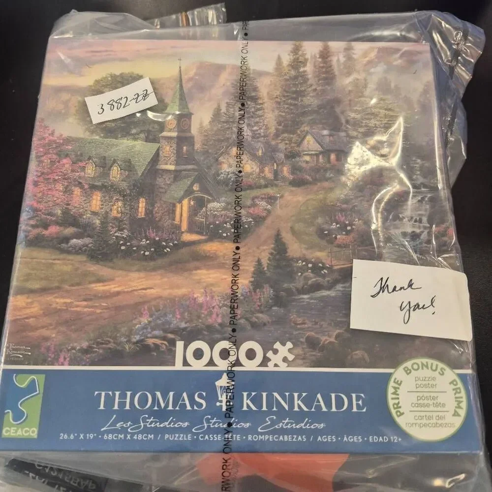 Ceaco Thomas Kinkade Sunday Morning Chapel 1000 pc Jigsaw Puzzle, Box Damaged